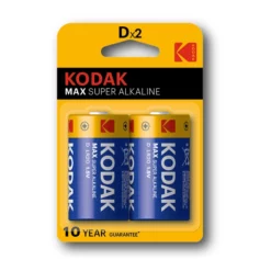 KODAK D Max Super Alkaline 1.5v Batteries 10-Year Shelf Life (2 Pack) for Office