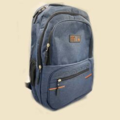 Blue school bag with orange lines