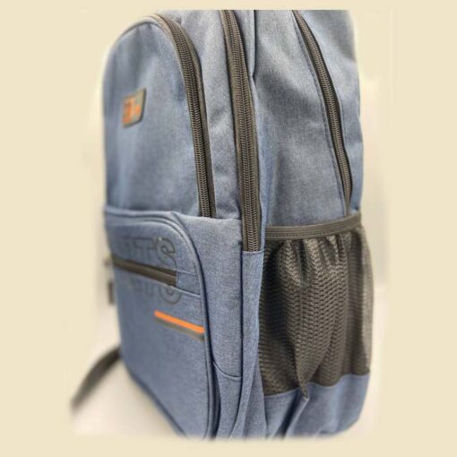Blue school bag with orange lines