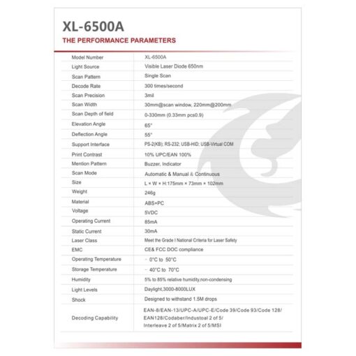 SUNLUX XL-6500A Hand free Barcode Scanner