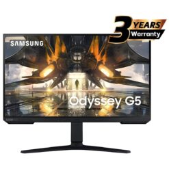 Samsung Odyssey G5 (AG500), 27″ Flat Monitor IPS 2K (2560 x 1440) 165Hz 1ms(GTG), HDR10, 99% sRGB, 10Bit, G-Sync Compatible w/ Ergonomic Stand