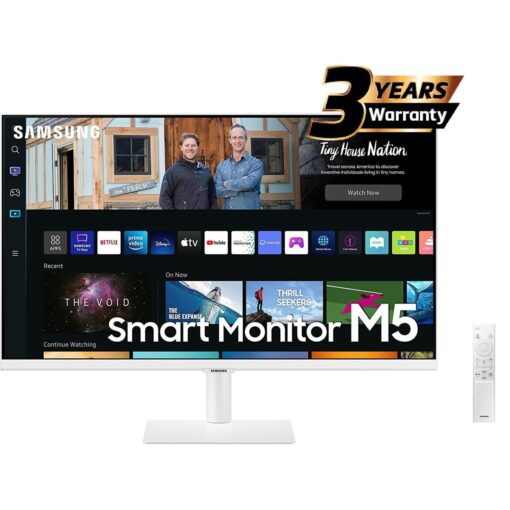 SAMSUNG M5 (BM501) 27″ FHD HDR10 Smart Monitor 4ms (GTG), 1B Colors & USB Ports – with Netflix, YouTube & Apple TV Streaming – Remote Control – White