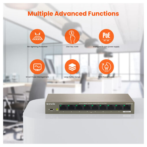 9-Port Fast Ethernet Switch With 8-Port PoE