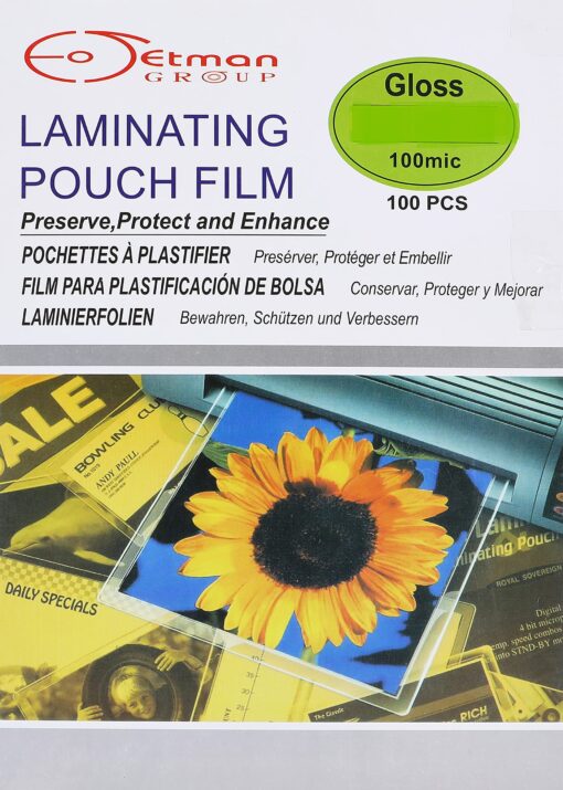 Bright Office Laminating Pouch Film Gloss 100 Pieces /Micro Clear